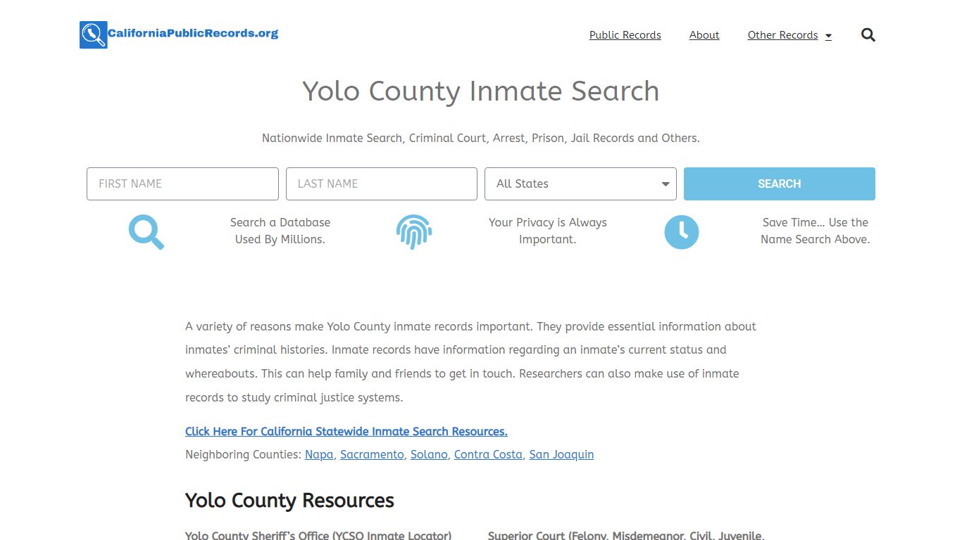 Yolo County Inmate Search - Current & Past YCSO CA Jail Records